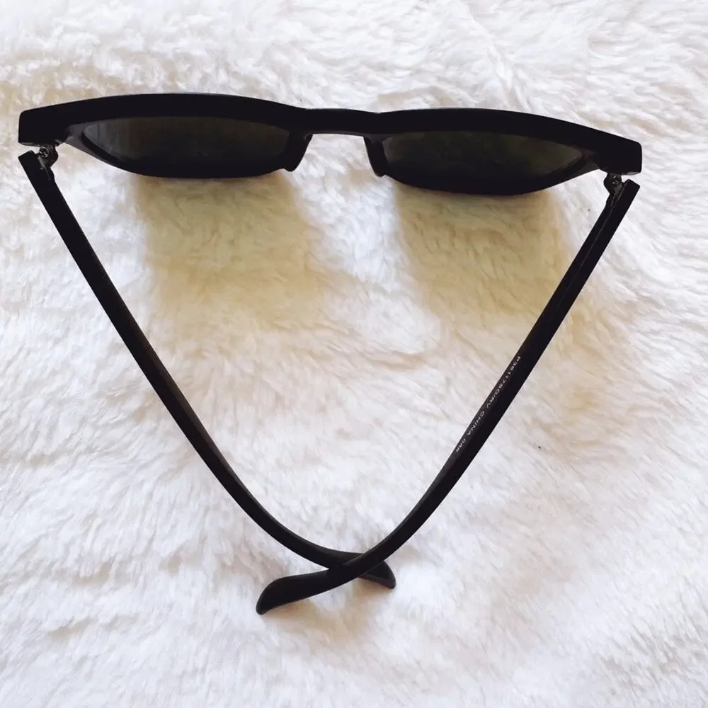 Milo Black W/ Green Lenses Oversized Oval Horn Rims Sunglasses